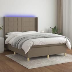 vidaXL tópszínű szövet rugós és LED-es ágy matraccal 140x200 cm (3138881)