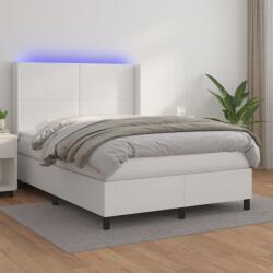 vidaXL fehér műbőr rugós ágy matraccal és LED-del 140x200 cm (3139266) - vidaxl