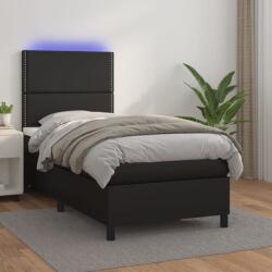 vidaXL fekete műbőr rugós ágy matraccal és LED-del 80 x 200 cm (3135849) - vidaxl