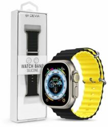 DEVIA ST381607 Apple Watch 38/40/41mm fekete/sárga szilikon sport szíj (ST381607) - mentornet