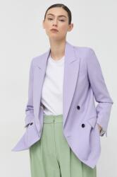 Karl Lagerfeld sacou din lana culoarea violet, cu doua randuri de nasturi, neted PPYX-KZD02G_45X