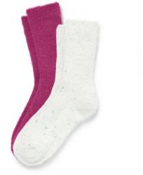 Tchibo 2 pár női puha zokni effektfonallal 1x krémfehér pettyezett, 1x málnaszínű 35-38