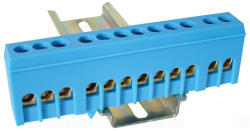 Tracon Szigetelt földelősín (N/PE), zárt, kék 230/400V, 63A, 6×9mm, 12P, IP20 NPE-ZB Tracon (-ZB)