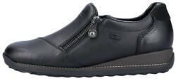 RIEKER Pantofi dama, Rieker, 44265-00-Negru, casual, piele naturala, impermeabil, cu talpa joasa, negru (Marime: 40)