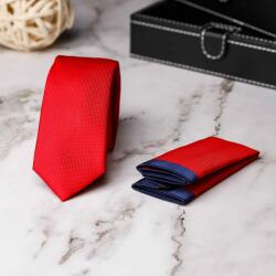 Elite Fashion Piros Slim Nyakkendő + Díszzsebkendő