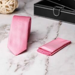 Elite Fashion Rózsaszín Slim Nyakkendő + Díszzsebkendő