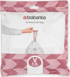 Brabantia PerfectFit szemeteszsák, V méret, 2-3L, visszazárható adagoló csomag, 40 zsák/csomag - 100253 (100253)