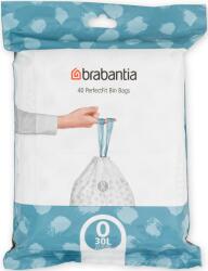 Brabantia PerfectFit szemeteszsák, O méret, 30L, visszazárható adagoló csomag, 40 zsák/csomag (124846)