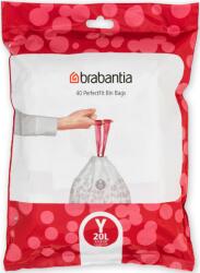 Brabantia PerfectFit szemeteszsák, Y méret, 20L, visszazárható adagoló csomag, 40 zsák/csomag - 138263 (138263)