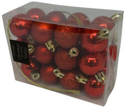  Műanyag karácsonyi gömb dísz 2, 5 cm-es - piros mix