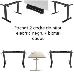 Dab4office Birou reglaj electric IntelliDesk 2 motoare, controler digital cu memorie, sistem anticoliziune, cadru alb, blat negru 120x60 cm, nou