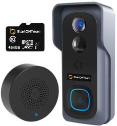 StartONTeam Videointerfon Smart Wireless de Exterior cu Camera HD, Senzor Miscare, Night Vision (EA-016)