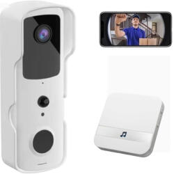 StartONTeam Video Interfon StartONTeam, Wifi Smart cu Senzor Miscare, Night Vision, HD, IR, fara fir Alb (EA-030)