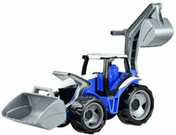LENA Tractor albastru-gri cu găleată și excavator (02081)