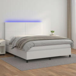 vidaXL fehér műbőr rugós ágy matraccal és LED-del 160x200 cm (3135832)