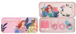 Lip Smacker Disney Princess Nail Polish Tin set cadou Lac de unghii 3 x 4, 25 ml + autocolante + cutie de metal pentru copii