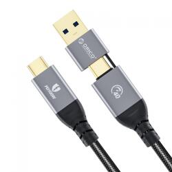 ORICO Cablu de date Orico ACC40-15-BK, USB-C male - USB-C male + USB-A male, 1.5m, Black (ACC40-15-BK)