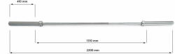 ATS Olimpiai fekete kétkezes rúd 220cm - 50mm (31518)