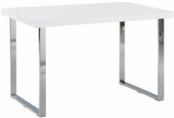  Étkezőasztal, fehér HG + króm, 130x80 cm, TALOS (0000183930)