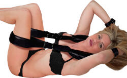 Ouch! Padded Thigh Sling with Hand Cuffs Black