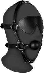 Ouch! Xtreme Blindfolded Head Harness with Solid Ball Gag Black