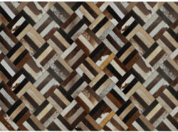  Luxus bőrszőnyeg, barna/fekete/bézs, patchwork, 200x300 , bőr TIP 2 (0000188841)