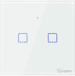SONOFF Dupla Érintőkapcsoló T1EU2C, Wi-Fi + RF, Mobiltelefon-vezérlés, (26837)