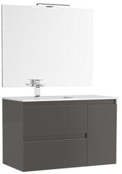 Gala Set mobilier de baie suspendat, doua sertare si o usa, cu lavoar ceramic, oglinda si iluminare, Gala Daily 2C 90 7917184 (7917184)