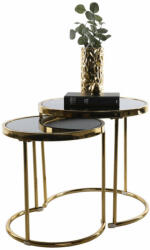  2 darabos dohányzóasztal készlet, gold króm arany/fekete, MORINO (0000276671)