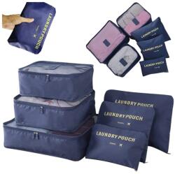 Verk Group Bőröndszervező cipzáros tároló táskák, 6 különféle méretben, tengerészkék