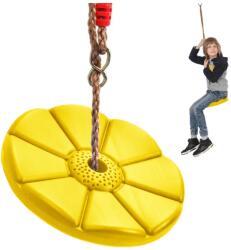 Verk Group Korong alakú műanyag kerti hinta állítható kötéllel (110-190cm-ig), 27x4 cm, sárga
