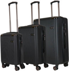 HaChi Houston fekete 4 kerekű 3 részes bőrönd szett (Houston-szett-fekete)