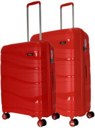 BONTOUR Flow piros 4 kerekű közepes bőrönd és nagy bőrönd (130646-Red-M-L)