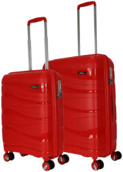 BONTOUR Flow piros 4 kerekű kabinbőrönd és közepes bőrönd (130644-Red-S-M)