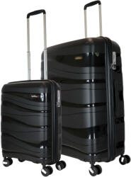 BONTOUR Flow fekete 4 kerekű kabinbőrönd és nagy bőrönd (130645-Black-S-L)