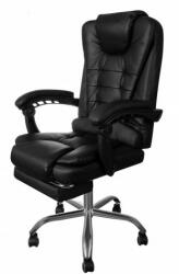 Scaun de birou, cu suport pentru picioare, rotativ, piele ecologica, negru, max 130 kg, 65x102/110 cm (00016224-IS)