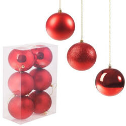 SPRINGOS Karácsonyi gömb készlet, karácsonyfadísz, 6 db, piros (CA0090)