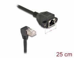 Delock Cablu prelungitor de retea RJ45 cat. 6A S/FTP drept/unghi 0.25m Negru, Delock 80309 (80309)