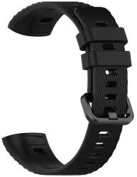 Huawei Band 4 Pro, szilikon pótszíj, állítható, keresztben csíkos minta, fekete