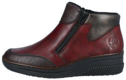 RIEKER Ghete dama, Rieker, 48754-35-Bordo, casual, piele naturala, cu talpa joasa, bordo (Marime: 38)