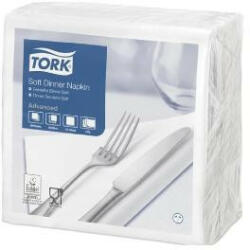 Tork 477577 Soft Dinner szalvéta, fehér, 39x39cm, 3réteg, 1/4 hajt. , 100 db/csom
