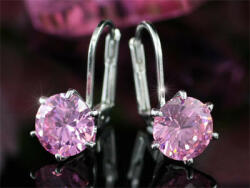  Fehérarannyal bevont pink zafír fülbevaló (0043. ) (XE115)