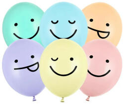 Partydeco Mintás lufi 11" 28cm 6db Smiley (LUFI643383)