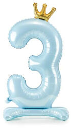 Partydeco Talpas számos lufi 33" (84cm) fólia szám, számjegy, 3 csak levegővel tölthető, Kék (LUFI473318)