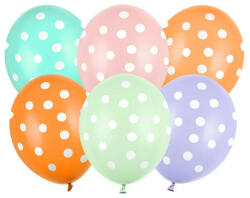 Partydeco Mintás latex lufi 11" 28cm 6db pöttyös (LUFI633703)
