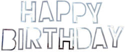 Balloons4party Banner Happy Birthday contur argintiu 16.5 x 11.5 cm