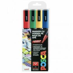 uni Set 4 Markere Uni Posca Mitsubishi, PC-3M, Fine Tip Pen, Culori Baza