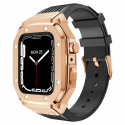 krasscom Curea din silicon pentru Apple Watch 4/ Apple Watch 5/ Apple Watch 6/ Apple Watch SE de 44mm cu carcasa metalica, rose gold (FITBAND239)