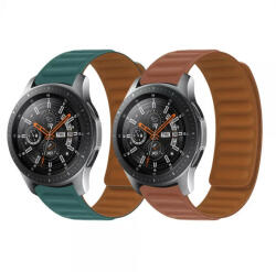 krasscom Set 2 curele pentru ceas, 22 mm, pentru Galaxy Watch 3 45mm, Gear S3 Frontier, Huawei Watch GT 3, Huawei Watch GT 2 46mm, Huawei Watch GT, verde, maro (CUFIS146)