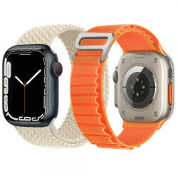 krasscom Set 2 curele Apple Watch Ultra/ 3 / 4 / 5 / 6 / 7 / 8 / SE series 42 / 44 / 45 / 49 mm, nylon, crem, portocaliu (CUFIS160)